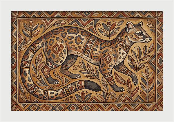 Linsang In Folk Art Style