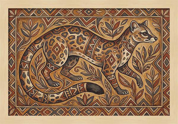 Linsang In Folk Art Style