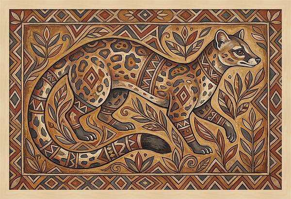 Linsang In Folk Art Style