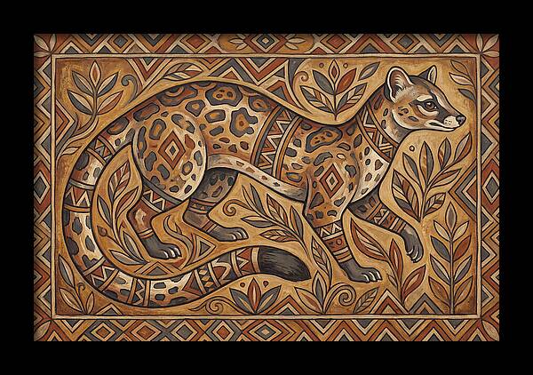Linsang In Folk Art Style