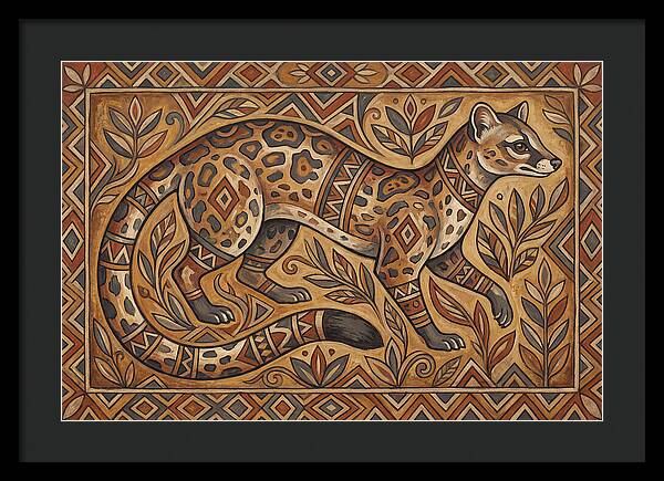 Linsang In Folk Art Style