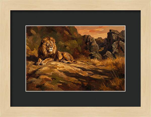 Lion Resting On Warm Rock