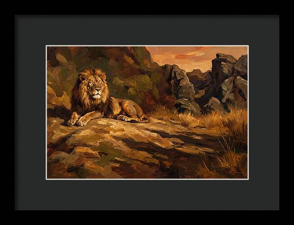 Lion Resting On Warm Rock