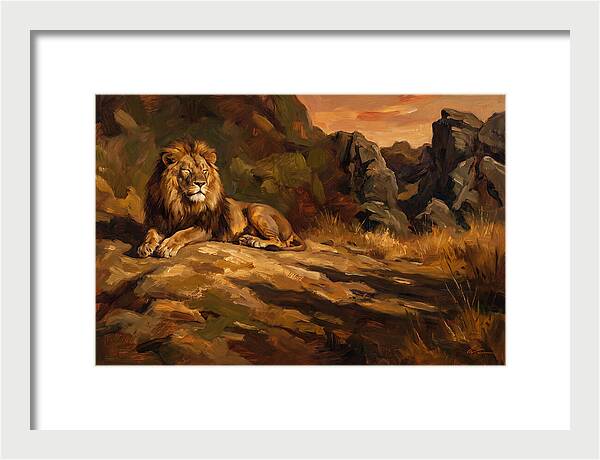 Lion Resting On Warm Rock