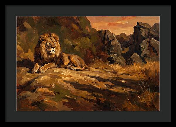 Lion Resting On Warm Rock