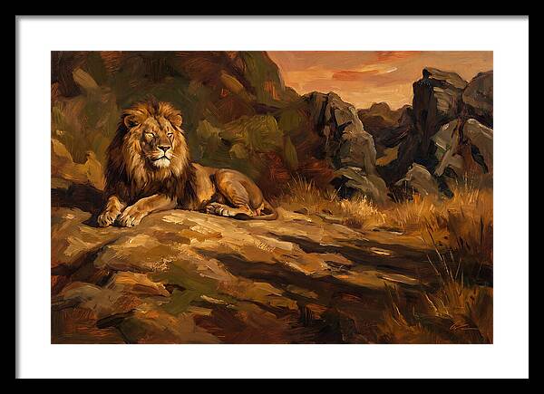 Lion Resting On Warm Rock