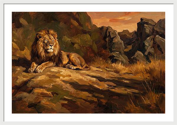 Lion Resting On Warm Rock