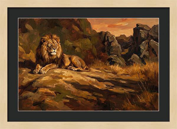 Lion Resting On Warm Rock