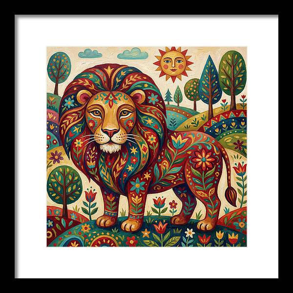 Lion With Floral Patterns