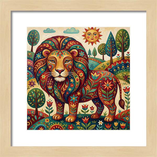 Lion With Floral Patterns