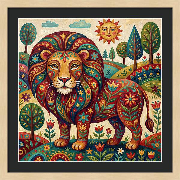 Lion With Floral Patterns