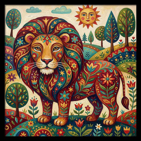 Lion With Floral Patterns
