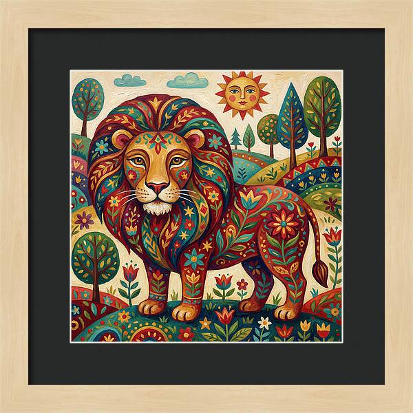 Lion With Floral Patterns