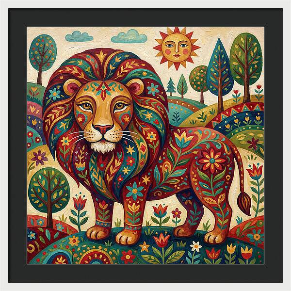 Lion With Floral Patterns