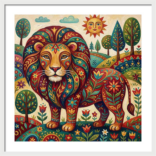 Lion With Floral Patterns