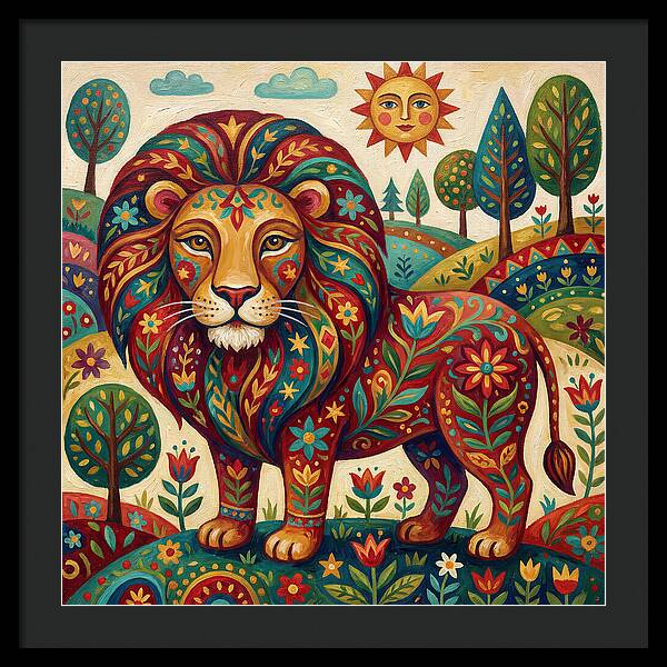 Lion With Floral Patterns