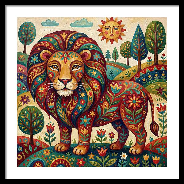 Lion With Floral Patterns