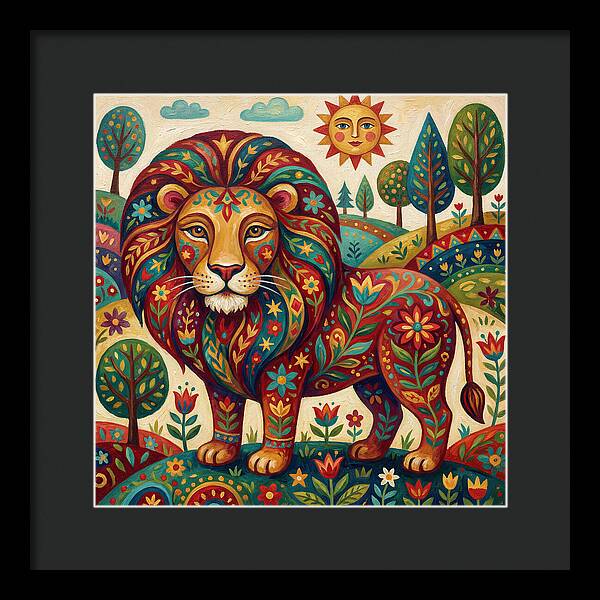 Lion With Floral Patterns