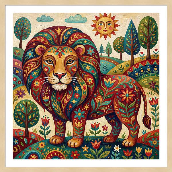 Lion With Floral Patterns