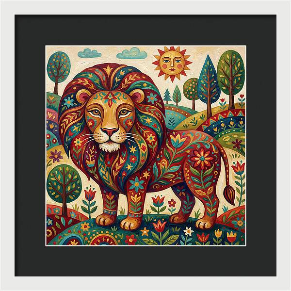 Lion With Floral Patterns