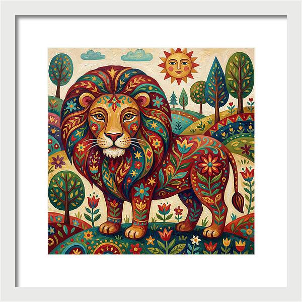 Lion With Floral Patterns