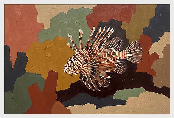 Lionfish Among Abstract Colors