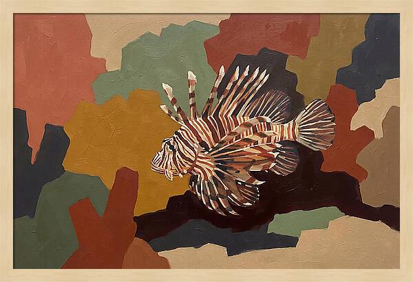 Lionfish Among Abstract Colors