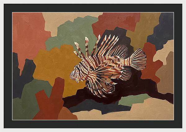 Lionfish Among Abstract Colors