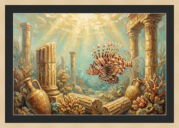 Lionfish Among Ancient Ruins