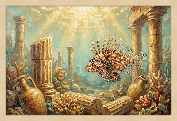 Lionfish Among Ancient Ruins