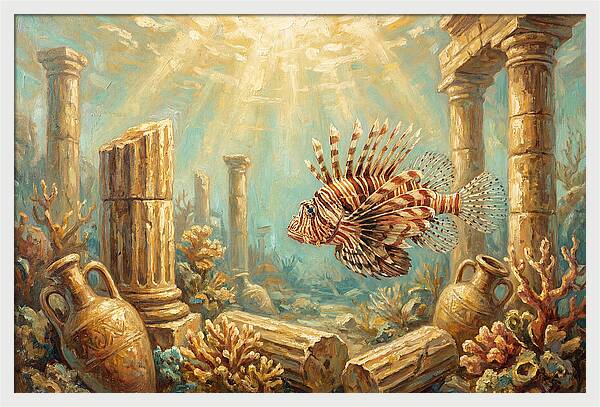 Lionfish Among Ancient Ruins