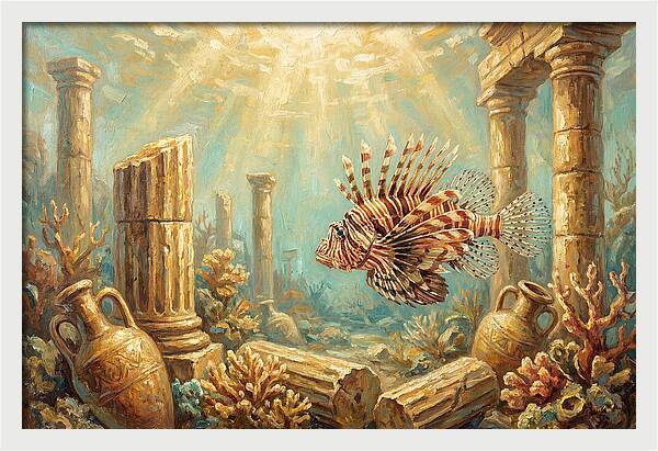 Lionfish Among Ancient Ruins