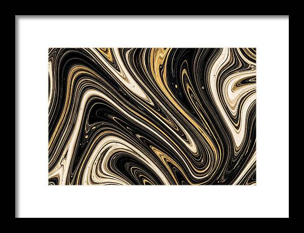 Liquid Marble Swirl In Black And Gold
