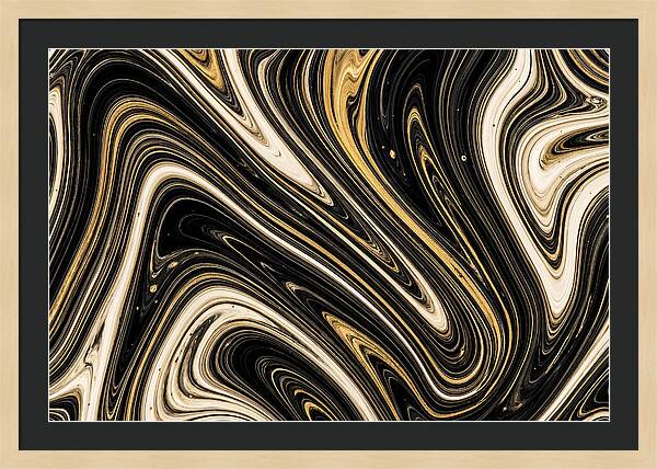 Liquid Marble Swirl In Black And Gold