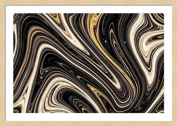 Liquid Marble Swirl In Black And Gold