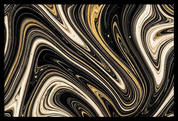 Liquid Marble Swirl In Black And Gold