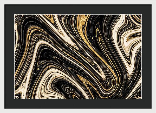 Liquid Marble Swirl In Black And Gold
