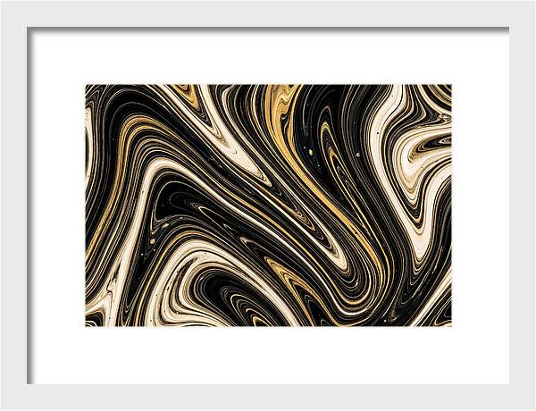 Liquid Marble Swirl In Black And Gold