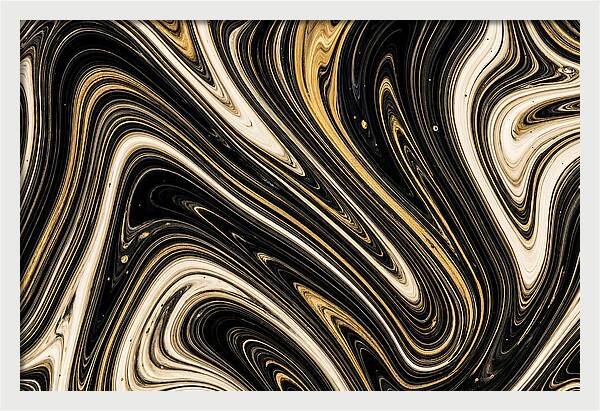 Liquid Marble Swirl In Black And Gold