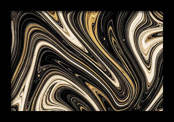 Liquid Marble Swirl In Black And Gold