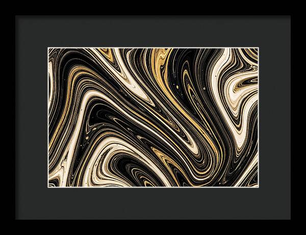 Liquid Marble Swirl In Black And Gold