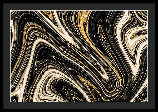 Liquid Marble Swirl In Black And Gold