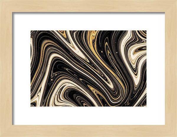 Liquid Marble Swirl In Black And Gold