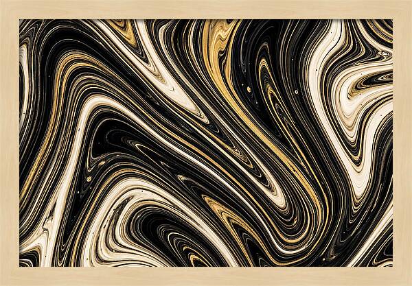 Liquid Marble Swirl In Black And Gold