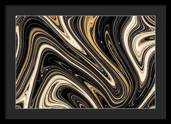 Liquid Marble Swirl In Black And Gold