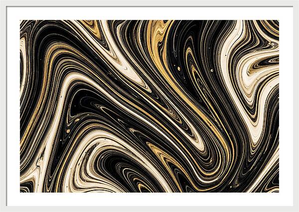 Liquid Marble Swirl In Black And Gold