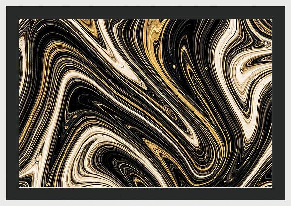 Liquid Marble Swirl In Black And Gold