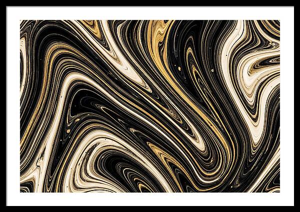 Liquid Marble Swirl In Black And Gold