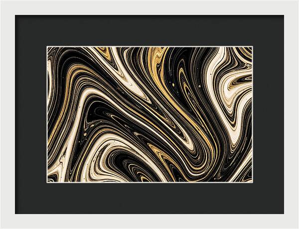 Liquid Marble Swirl In Black And Gold