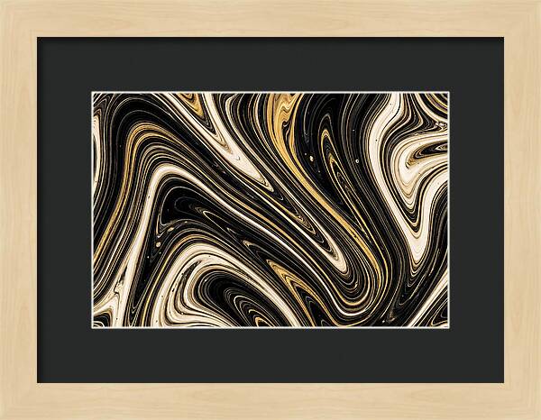 Liquid Marble Swirl In Black And Gold